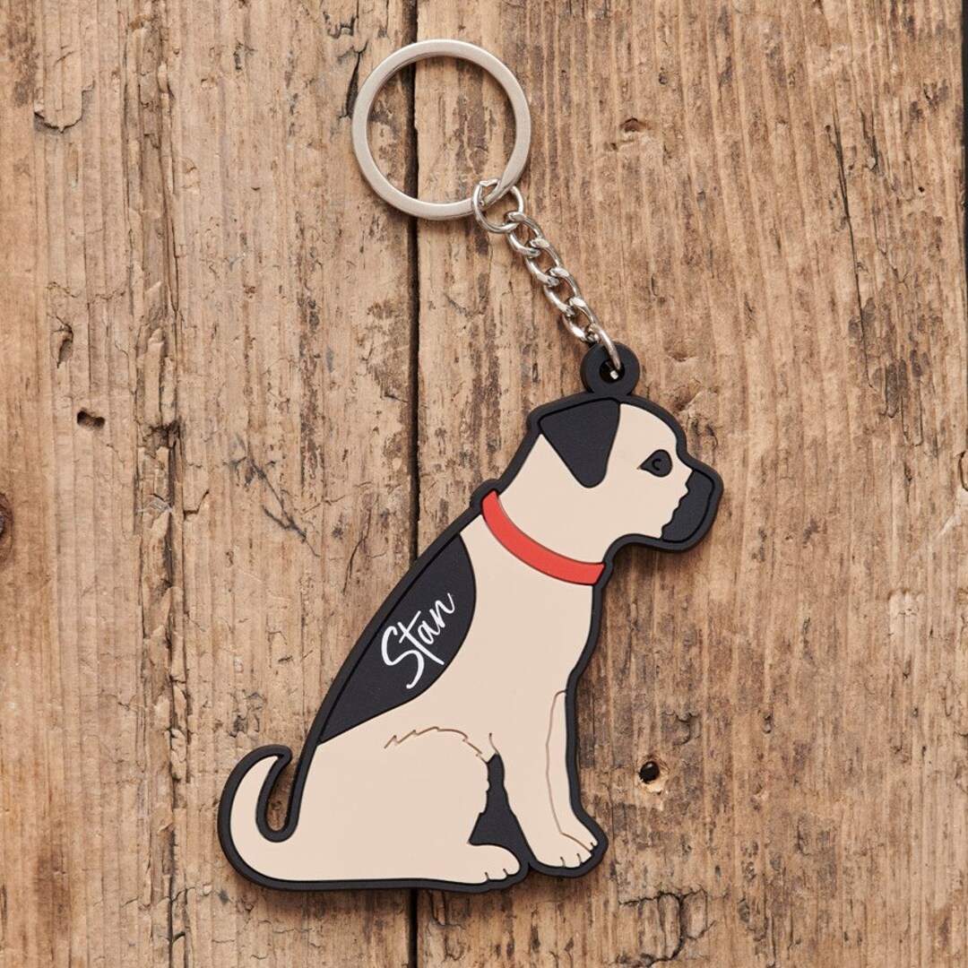 KAZMUGZ Portachiavi nero Bulldog francese in metallo pesante di qualità, portachiavi su entrambi i lati. Regalo per cuccioli di cane o animale domestico., Multicolore, Taglia unica