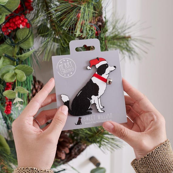 Border Collie Puppy Dog Present Nxc40 Merry Christmas