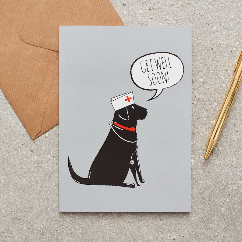 Black Labrador Get Well card image 1