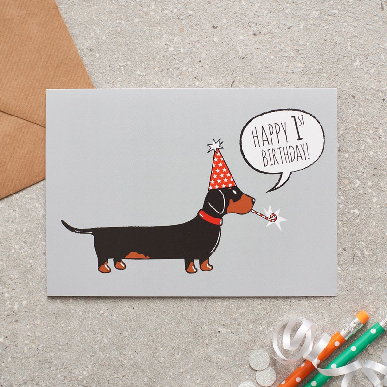 Dachshund Age 1 to 9 Birthday card 1st birthday