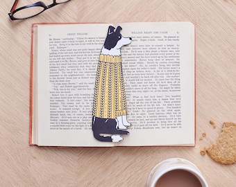 Marcador de página com desenho de Border Collie - Opção personalizada