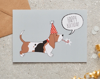 Biglietto d'auguri per il basset hound