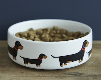 Dachshund / Sausage Dog ceramic food / water bowl