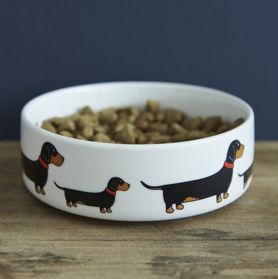 Dachshund / Sausage Dog Ceramic Food / Water Bowl 