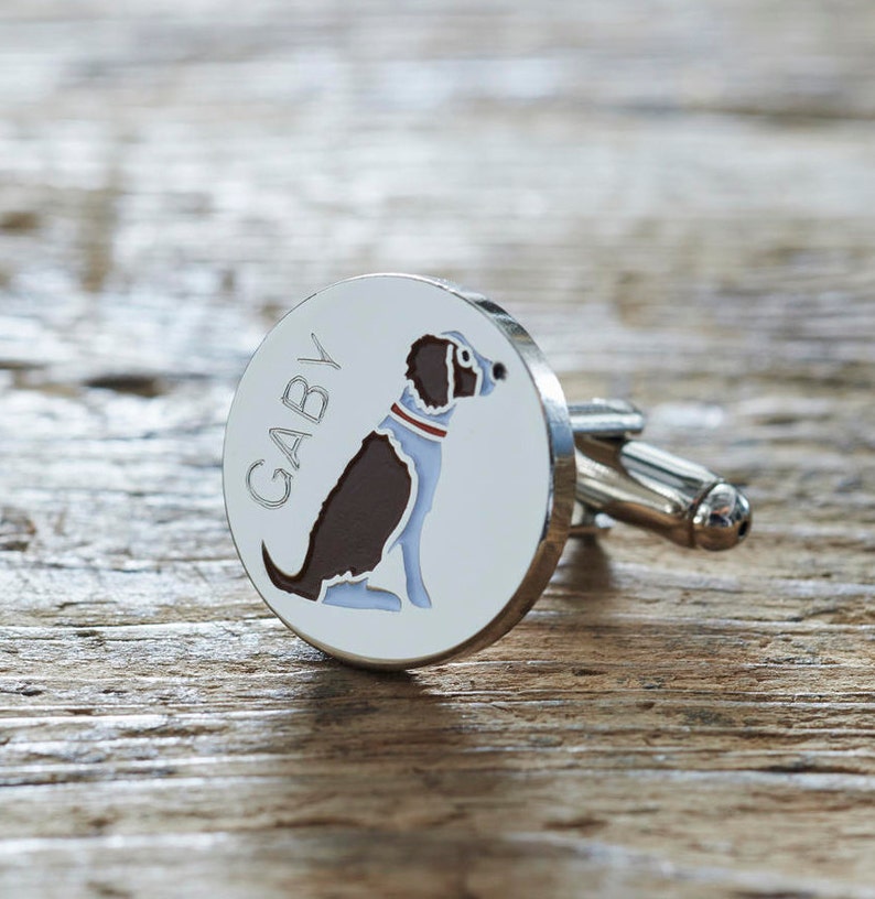 cufflinks Liver and White Springer Spaniel