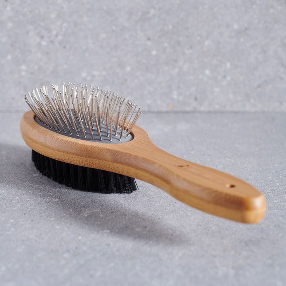 Well & Good Bamboo Pin and Bristle Dog Brush for All Coats, Small