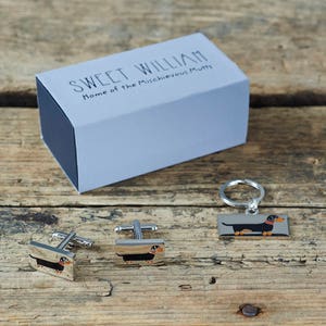 Dachshund Cufflinks and Dog Tag Set