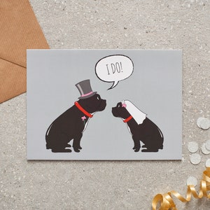 Tarjeta de boda de bulldog francés