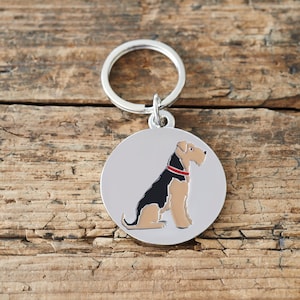 Welsh Terrier / Airedale / Lakeland Dog ID Name Tag / Keyring
