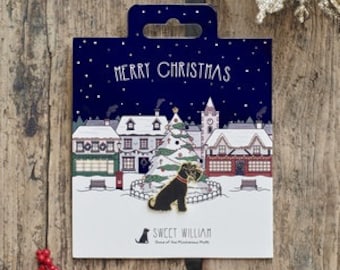 Black Schnauzer Christmas Dog Pin