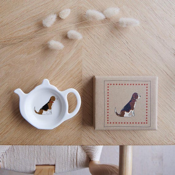 English Tableware Company Bee Happy Teabag Tidy - Hexagon Shaped Ceramic Teabag Holder, Cute Kitchen Accessory-657706