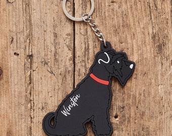 Black Schnauzer Keyring - Personalisation Available