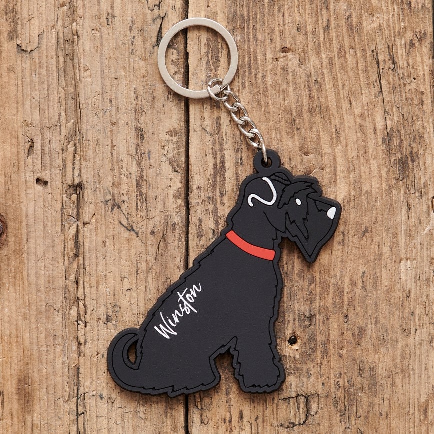 ブラックシュナウザーキーホルダー - パーソナライズ可能 - Etsy 日本