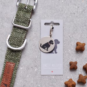 Personalised Black Cockapoo / Labradoodle Dog Tag - Engraved Pet ID Silver-Plated Brass Name Tag