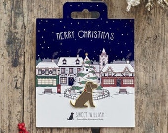 Chocolate Cocker Spaniel Christmas Dog Pin