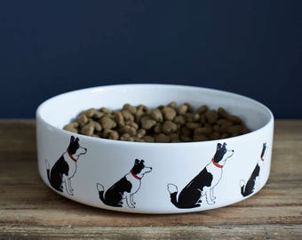 Border Collie ceramic dog food / water bowl