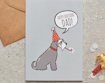 Grey Schnauzer Happy Birthday Dad Card