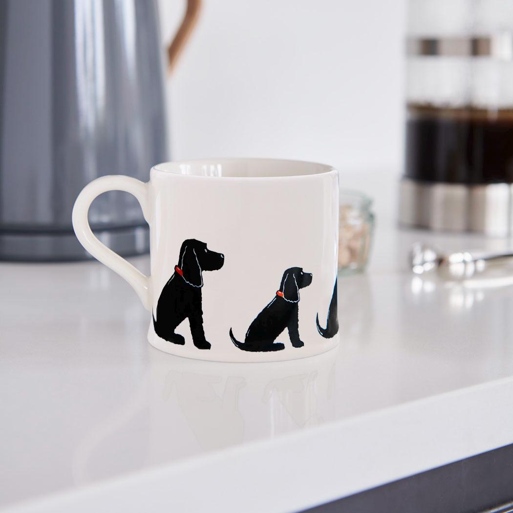 3dRose  Mug_153882_4  Cavalier King Charles Spaniel Dog Dad - Doggie By Breed Brown Muddy Paw Prints Doggy Lover Owner Two Tone Black Mug 11oz