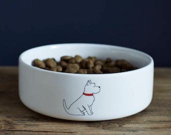 Westie ceramic dog food / water bowl