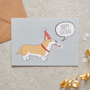 Carte d'anniversaire de chien corgi