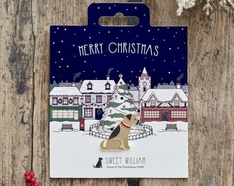 Border Terrier Christmas Dog Pin