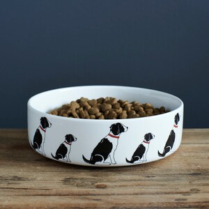Springer Spaniel (Black and White) ceramic dog food / water bowl