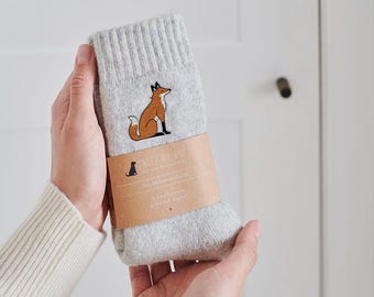 Countryside Fox Wool Socks Ideal Gift For Dog Walkers And Nature Enthusiasts