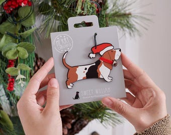 Basset Hound Christmas Tree Decoration - Personalisation Available