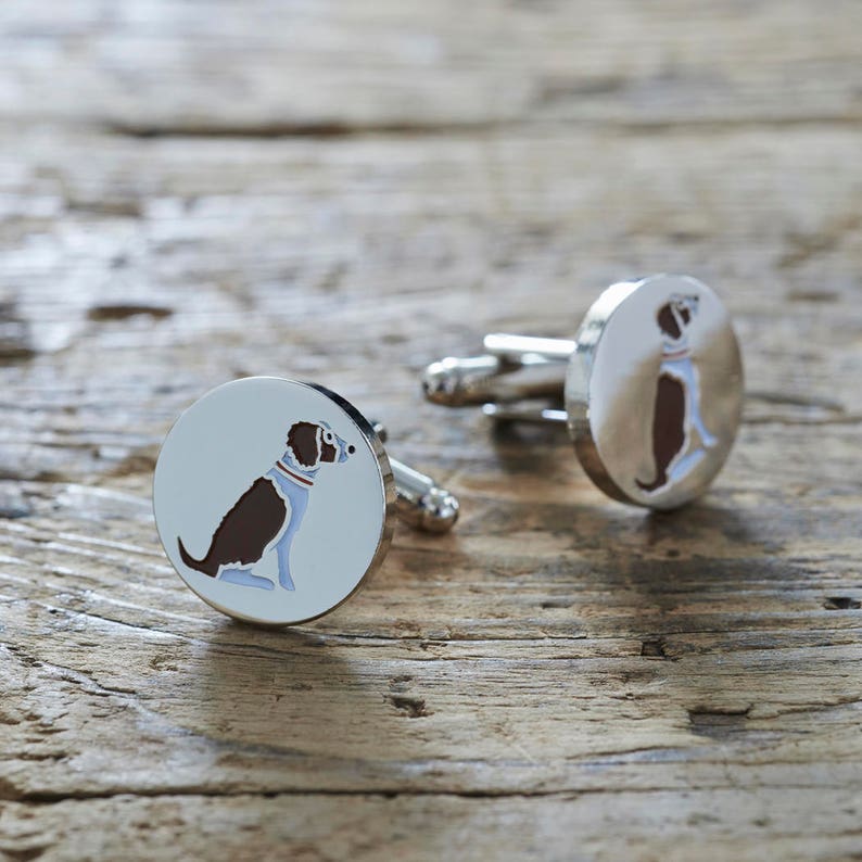 cufflinks Liver and White Springer Spaniel