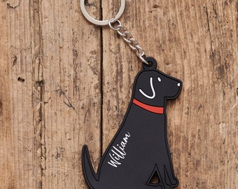 Black Labrador Keyring - Personalisation Available