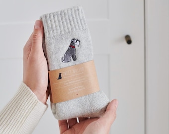 Grey Schnauzer Wool Socks - Gift for Dog Walkers & Schnauzer Lovers