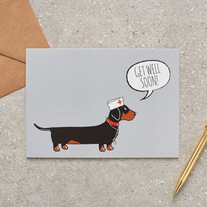 Teckel / Chien de saucisse Get Well Soon carte