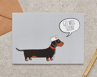 Dachshund / Sausage dog Get Well Soon card