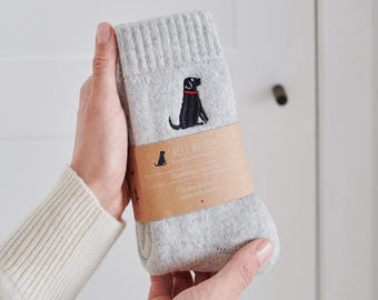 Black Labrador Wool Socks - Gift for Dog Walkers & Black Lab Lovers