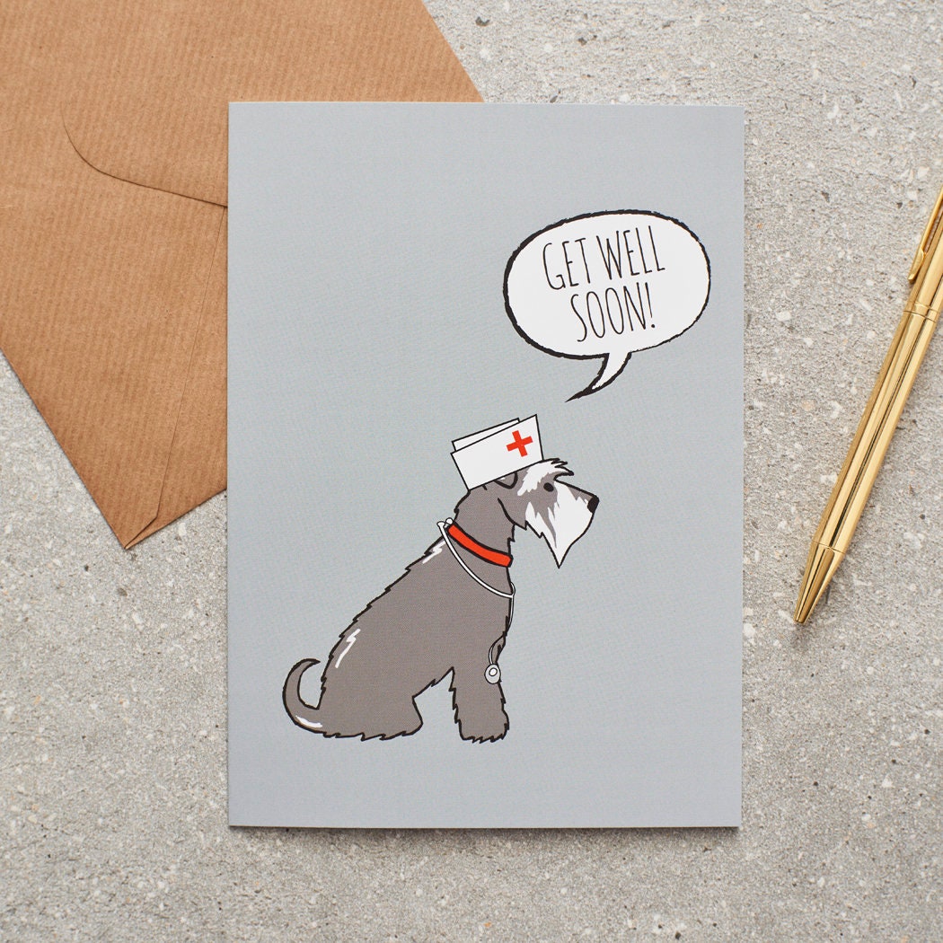 Grey Schnauzer Get Well Card - Etsy