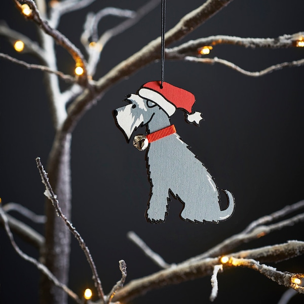 Grey Schnauzer Christmas tree decoration