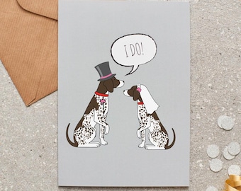 Carte de mariage Braque allemand à poil court