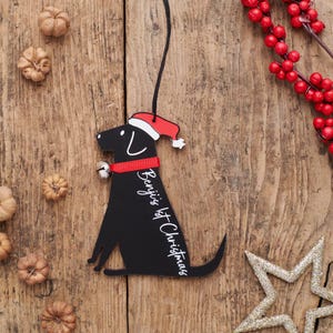 Adorno para árbol de Navidad con labrador negro (personalizable)