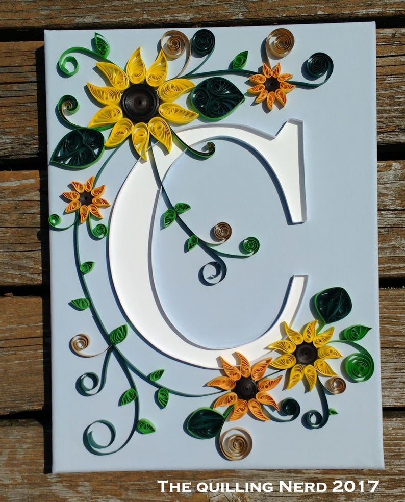 Custom Quilled Monograms Typography 8x10 Shadow Box FRAMED