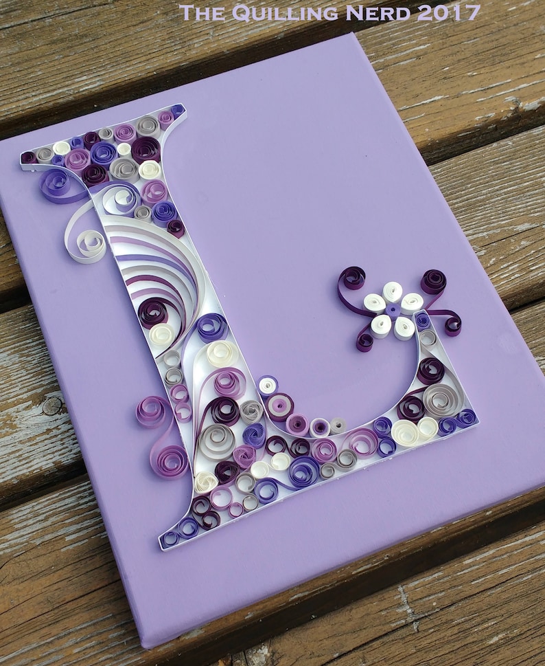 Custom Quilled Monograms Typography 8x10 Shadow Box FRAMED
