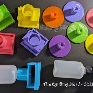 Cleanable Fine-tipped Glue Bottle Stand w/ divot or sponge holder to prevent flow - Quilling, Scrapbooking, Rhinestone, Applicator Bottles