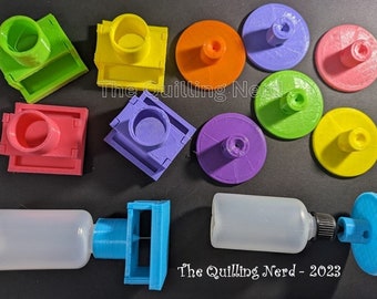 Cleanable Fine-tipped Glue Bottle Stand w/ divot or sponge holder to prevent flow - Quilling, Scrapbooking, Rhinestone, Applicator Bottles