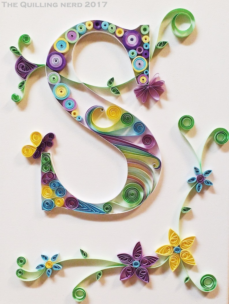 Custom Quilled Monograms Typography 8x10 Shadow Box FRAMED