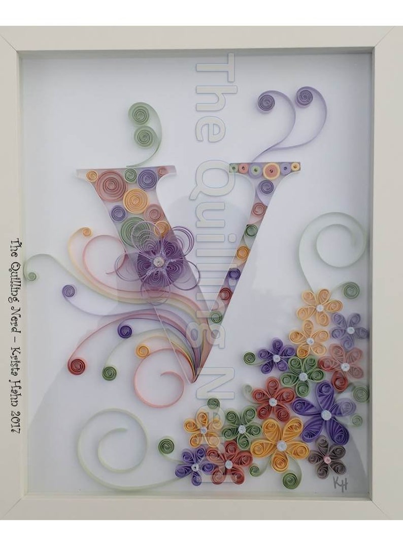 Custom Quilled Monograms Typography 8x10 Shadow Box FRAMED