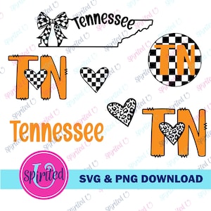 Tennessee SVG/PNG Bundle Animal Print Heart- Checkered Bow – TN State Outline, Clipart, & Shirt Design