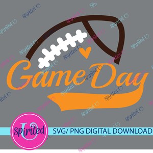 Tennessee Orange Football Game Day SVG en png-bestand – hartontwerp shirtafbeelding