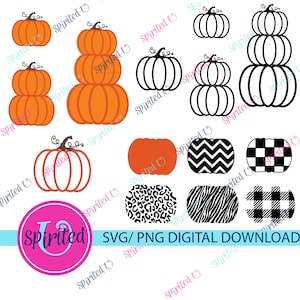 Stacked Pumpkins SVG Bundle – Cute Fall & Autumn Designs | Plaid, Checkered and Animal Print options