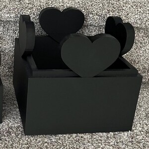 ブラックハート収納ボックス 4個セット 積み重ね可能: ハートプランター 3Dプリント