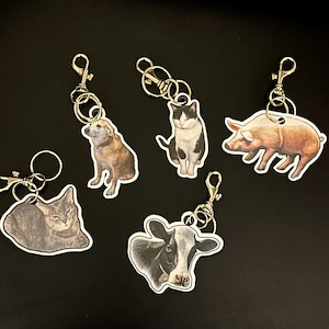 Laminated Pet Portrait Keychain: Custom Dog, Cat, and Animal Art