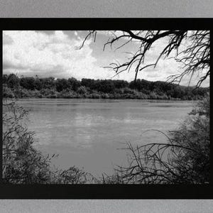 Rio Grande River Print: New Mexico Landscape, Black and White Watercolor